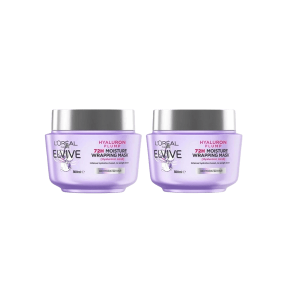 Loreal Elseve Hydra [Hyaluronic] 72 Hour Moisture Plumping Mask 300 ml 2 Pack