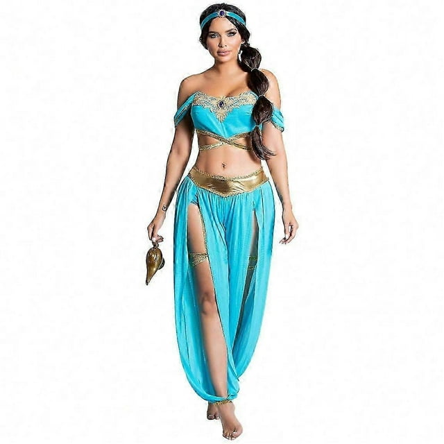 Women's jasmine princess costume with Aladdin-inspired outfit with headband, top & skirt Theme