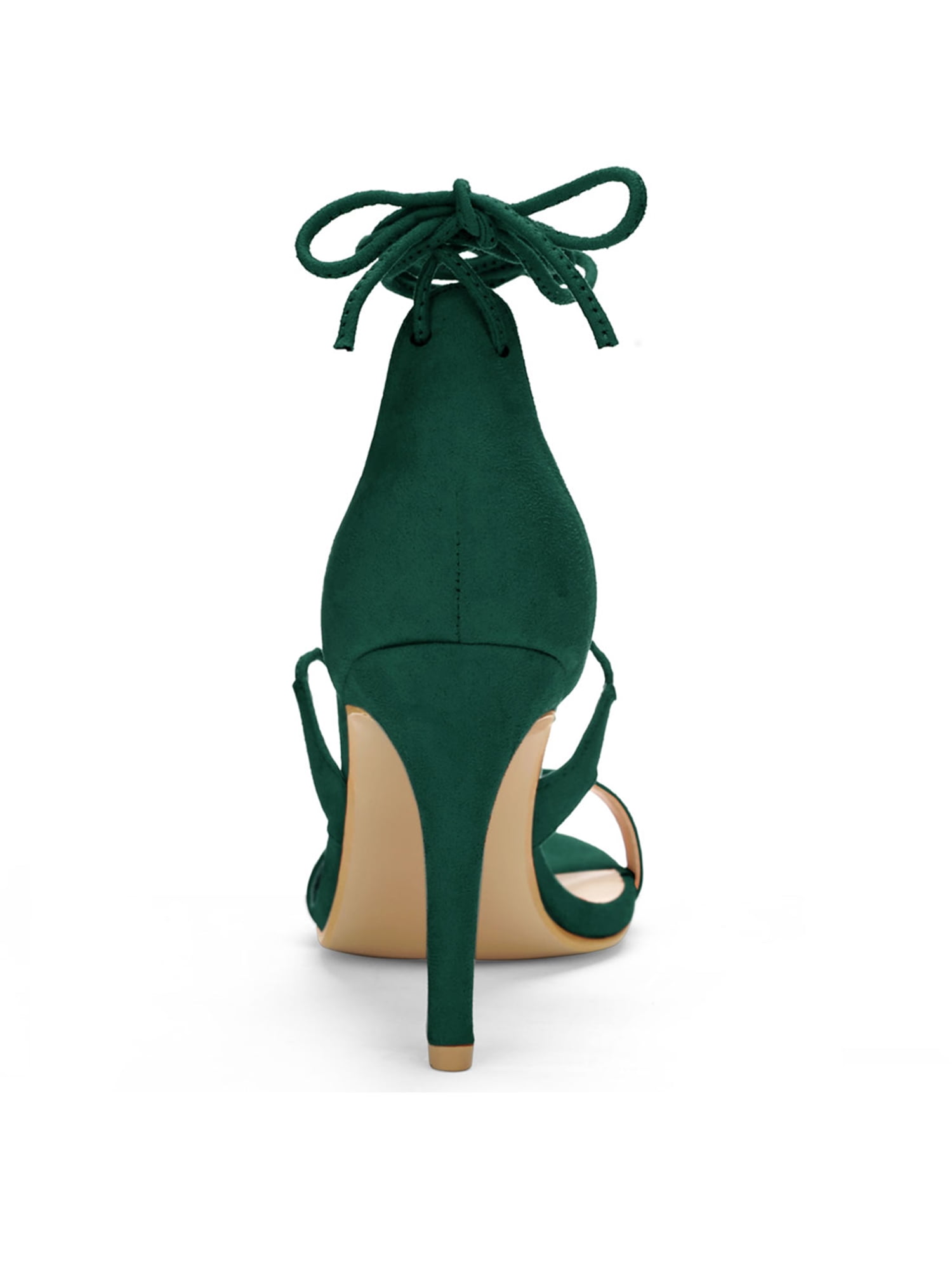 DARING DIVA Women Open Toe Stiletto High Heel Lace-Up Black Sandals 5 Green