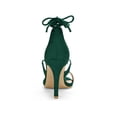 thumbnail image 2 of BLISSFUL STEP Chaussures pour Femmes Sandales à Talon Aiguille Haut à Bride Cheville à Nouer Bout Ouvert en Faux Suède Vert 5, 2 of 8