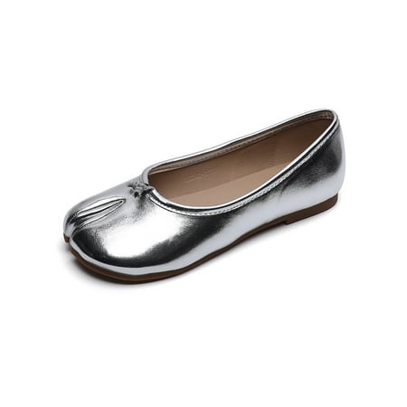 

UKAP Ladies Comfort Loafers Walking Flats Dance Split Toe Pumps Silver 8.5