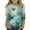 Cyan, variant on 3/4 Sleeve Shirts for Teens Girls Crew Neck Casual Tops Trendy Floral Print Shirt 2025 Fall Cute Clothes 14-15 Years
