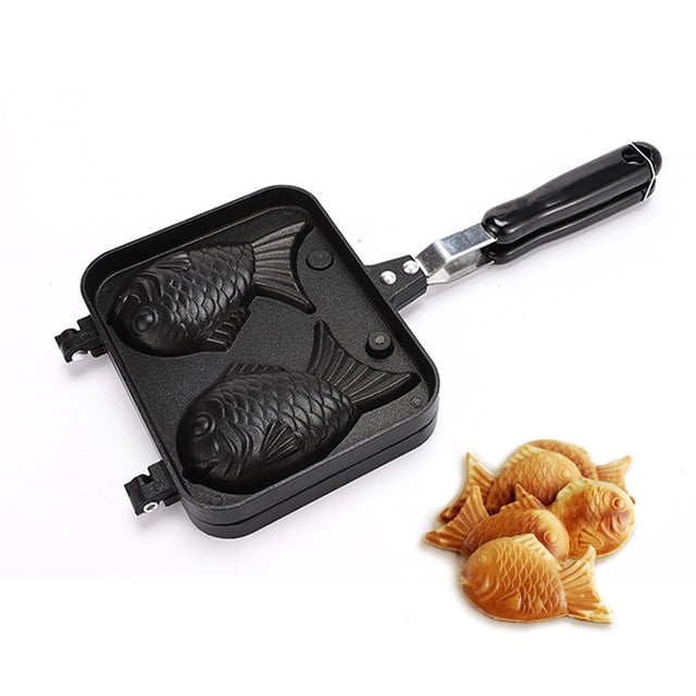 Molde para pastel en forma de pescado, diseño de soporte de reparación de doble Cara, Aleación de aluminio de Fabricante de Sartén taiyaki para la cocina