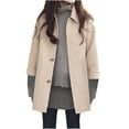 thumbnail image 3 of Womens Elegant Overcoat Fall Single Breasted Trench Coats Jackets Long Sleeve Dressy Business Casual Peacoat, 3 of 7