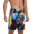 thumbnail image 2 of Logiee Rainbow Bulldog Sunglasses Print Men's Pajama Shorts with Drawstring & Pockets,Sleep Shorts for Men,Sleepwear Bottoms,Elastic Waistband Loungewear-4X-Large, 2 of 6