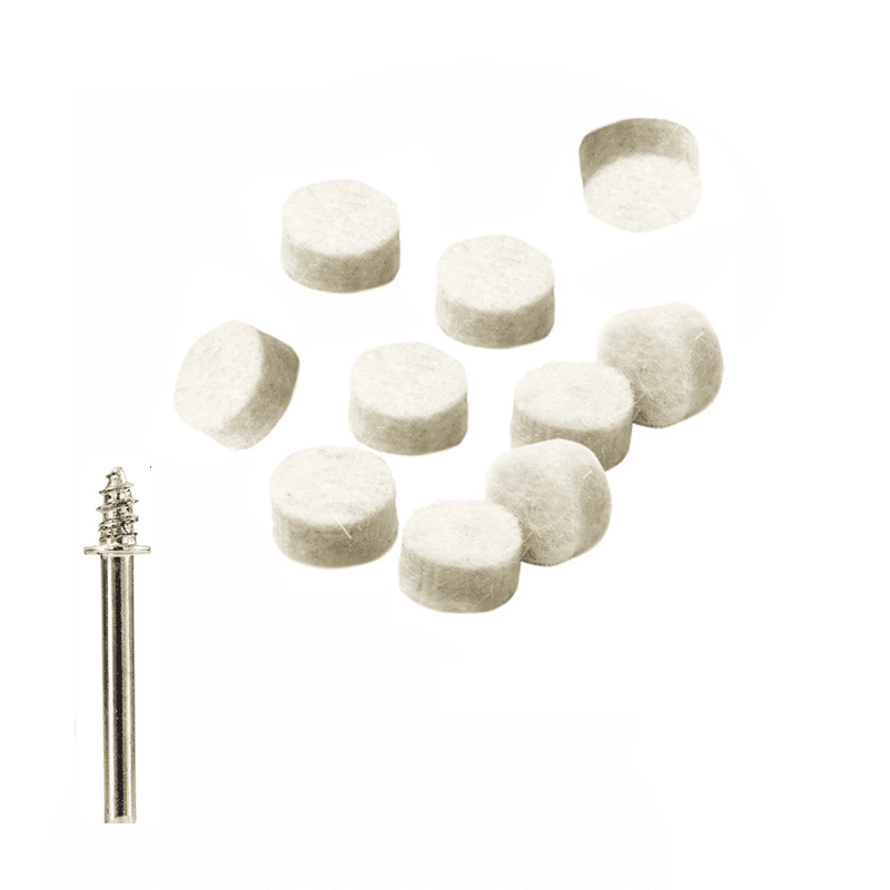 Zyllora 10pcs Wool Polishing Wheel Kit with Mandrels for Metal Jewelry Wood Plastic, 12.5mm & 25mm Felt Buffing Wheels Set