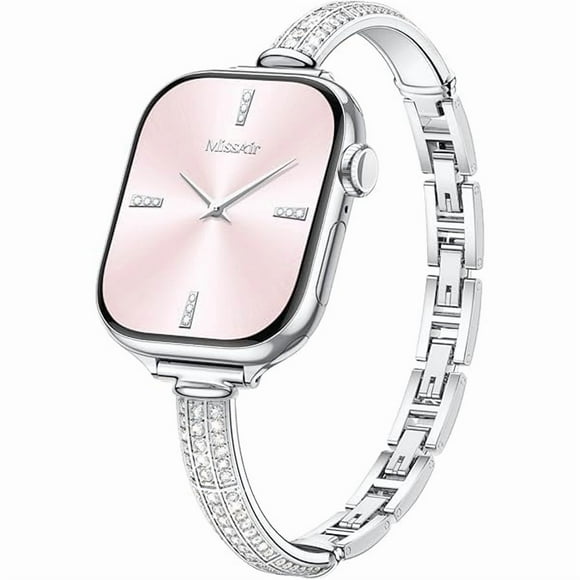 xixishop Bands Compatible with Apple Watch Band 38mm 40mm 41mm 42mm 44mm 45mm 46mm 49mm Thin Metal Diamond Bracelet Band with Jewelry Crystal for iWatch Series 10 9 8 7 6 5 4 3 SE Ultra for Women
