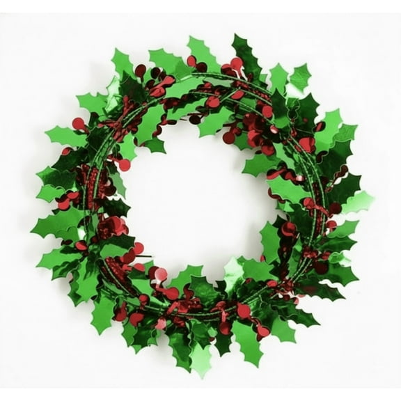 PMU Christmas Holly and Berry Garland 1 Pc Green/Red Christmas Party Decoration Ornament 25ft Pkg/1