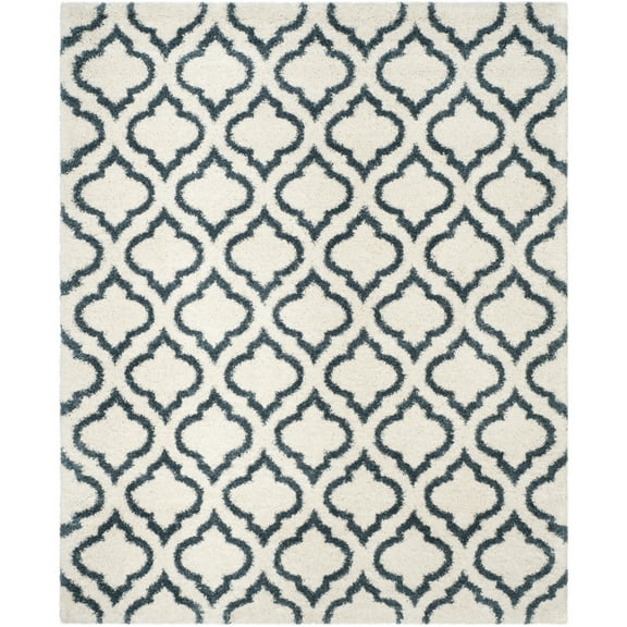SAFAVIEH Hudson Louise Geometric Shag Area Rug, Ivory/Slate Blue, 4' x 6'