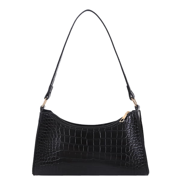 Bolso retro de piel de cocodrilo para mujer, bolso de mano de color puro (negro) Tmvgtek Oficina Multiescena Multifunción