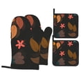 thumbnail image 1 of YFYANG Oven Mitts and Pot Holders Sets 4 Pieces, Non-Slip Heat Resistant Flower and Leaf Pattern Kitchen Glove Pot Mat for Cooking and Baking, 1 of 8