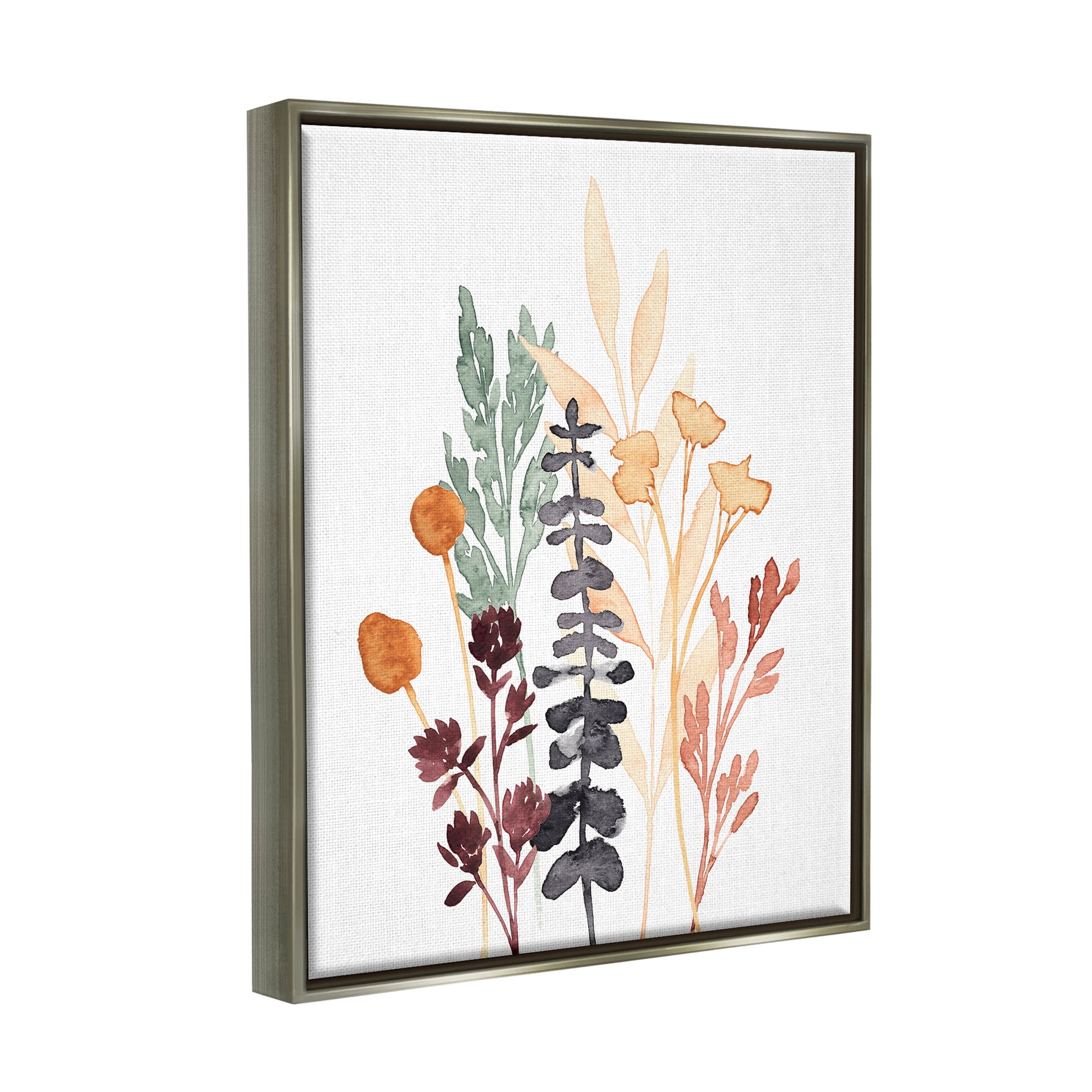 Stupell Industries Country Cottage Herbs Layered Botanicals Graphic Art Luster Gray Floating Framed Canvas Print Wall Art, Design by Annie Warren