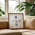 thumbnail image 2 of Sailing Design Navy Blue on White - Digital Art Nautical Lighthouse Sailboat Boat Ocean Oak Framed Wall Art Print 16 x 16 inches, 2 of 8