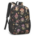 thumbnail image 2 of Mushroom and Flower Black Pattern 17" School Backpacks for Teens,Waterproof Oxford Fabric,S-Shape Padded Straps for School,Travel,Hiking,Camping, 2 of 6