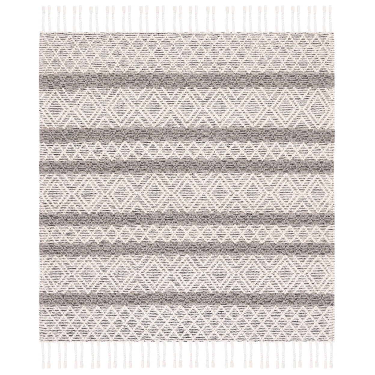 SAFAVIEH Natura Russell Geometric Striped Area Rug, Ivory/Charcoal, 4' x 6'