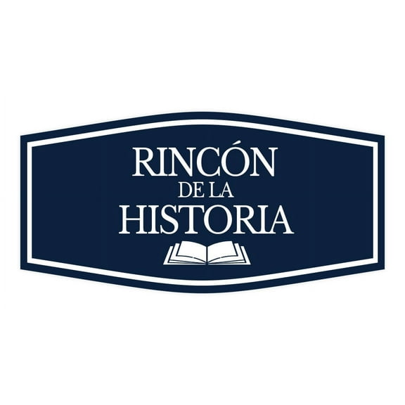 Signs ByLITA Fancy Rincón de la historia Easy Installation | Classroom Decor | School Markers And Decorations | Students and Teachers Sign (Navy Blue / White) - Large