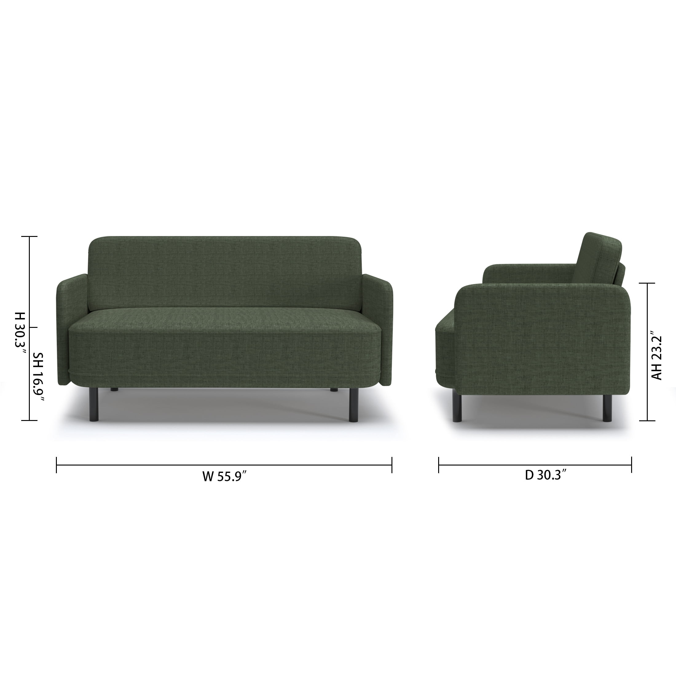 Artdeco Home Metro Loveseat - Modern Living Room Loveseat Sofa, Two-Seater Settee, Upholstered Corduroy Fabric Armchair, Love Seat Sofa Chair with Wood Legs for Bedroom/Office/Reading Spaces