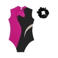 thumbnail image 4 of inlzdz Girls Rhythmic Shiny Rhinestone Gymnastics Leotard with Dance Shorts Hair Band Set Swimwear Hot Pink-A 16, 4 of 5