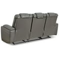 thumbnail image 6 of Ashley Furniture Faux Leather Drop Down Table Reclining Sofa, Gray, 6 of 7