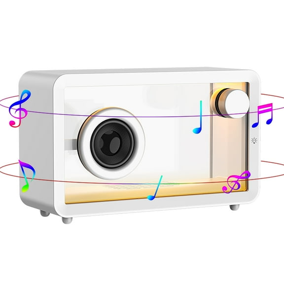 MUSICOZY Bluetooth Speaker with Hi-Fi Sound, Clear Glass Screen, Bluetooth 5.4 HD Audio Speaker Strip, Built-in White Noise Party Speaker with LED Light Show for Computer, Office, Shower, White