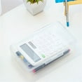 thumbnail image 4 of Pencil Box, Large Capacity Clear Pencil Case with Snap-tight Lid Stackable, Plastic Storage Box for Office Supplies, 8.1 x 4.7 x 2.3in, White, 4 of 7