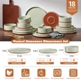 thumbnail image 4 of Vesteel 18 Pieces Dinnerware Set, Ceramic Plates and Bowls Set for 6, Handcrafted Speckled Stoneware Dishes Set for Home, Microwave & Dishwasher Safe - Light Green, 4 of 11
