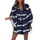 thumbnail image 1 of SAYOO Vestido Casual con Cuello en V para Mujer, Manga Media Hoja/Floral/Estampado Irregular Patrón Botón Pecho Cintura Elástica Falda de Una Pieza SAYOO casual, 1 of 4