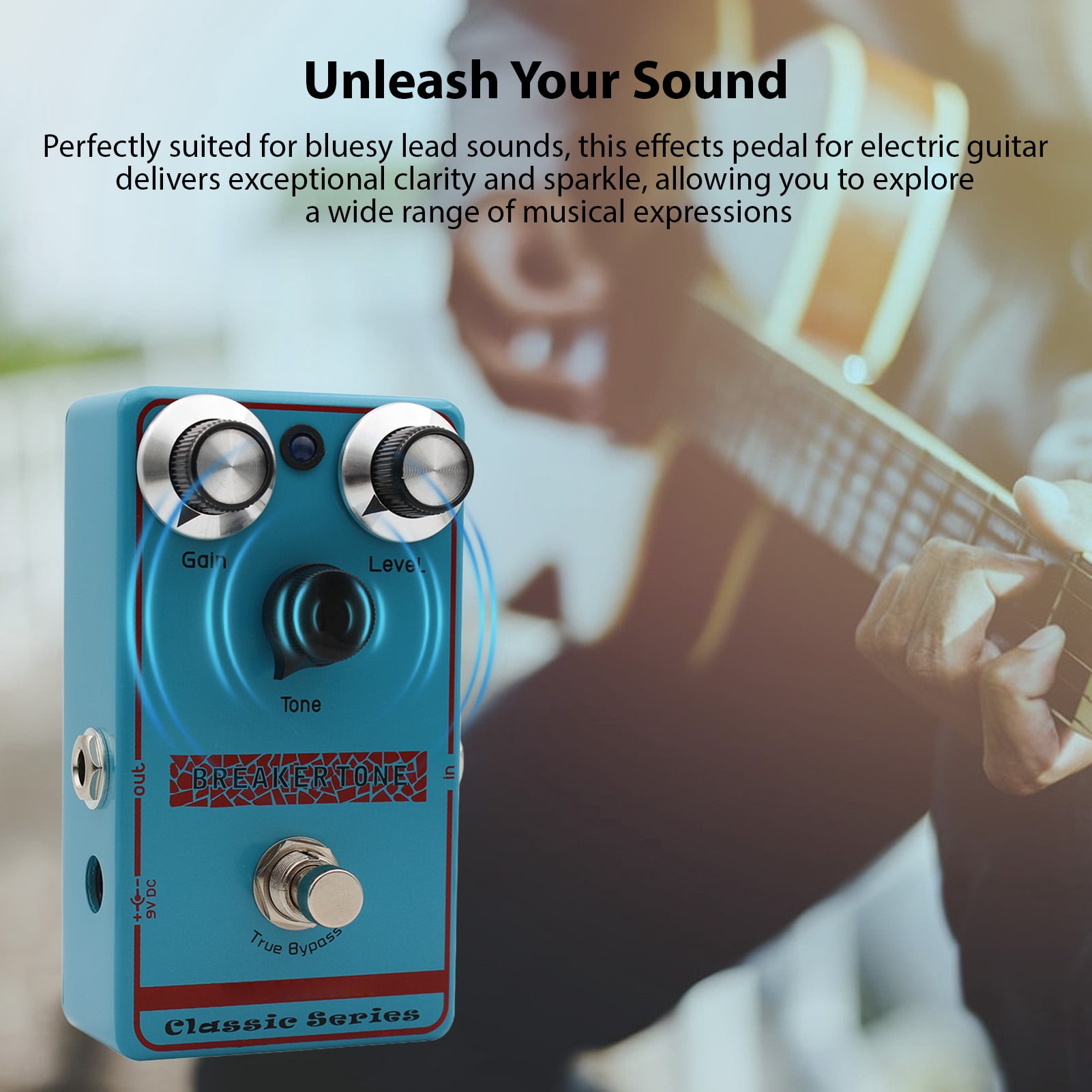 YAHHU Classic Blues Breaker Overdrive Guitar Effect Pedal Vintage True Bypass Aluminum Alloy Blue 4.7 inches / 12 cm