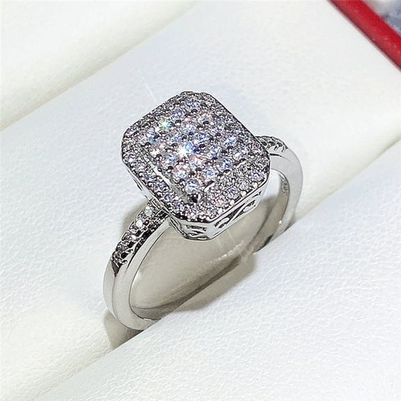 TIHLMK Fashion Rings for Women Square Diamond Womens Rings Jewelry Gift for Women Valentine's Day Gift
