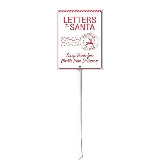 Eveokoki Yard Sign with Stakes Letters To Santa Lawn Sign Colorful Lawn Patio Yard Decorations for Holiday Party Home Lawn Pathway Walkway Decorations Supplies, 17.6"