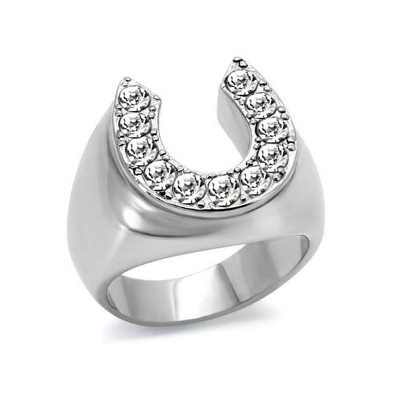 Men's 1.26Ct Cubic Zirconia Stainless Steel 316 Silver Horseshoe Ring Size 8