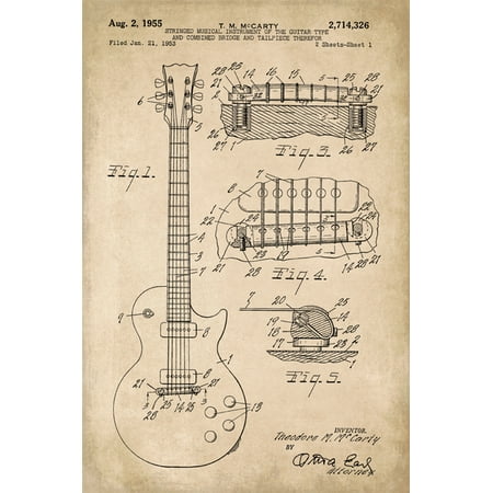 Gibson Les Paul Guitar Invention Patent Art Poster (Best Gibson Les Paul For The Money)