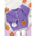 thumbnail image 4 of Musuos Toddler Girls Knitted Cardigan 6 9 12 18 24M 3T Ghost Pumpkin Embroidery Crew Neck Sweater Coat Cute Fall Winter Jacket Warm Halloween Clothes, 4 of 9