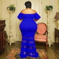 thumbnail image 3 of AURA Plus Size V Neck Maxi Dress Women Flare Sleeve High Waist Elegant Summer Party Dress, 3 of 4