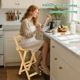 thumbnail image 5 of Bamboo Folding Bar Stool with Backrest & Footrest,33" Counter Height,Space Saving, 5 of 11