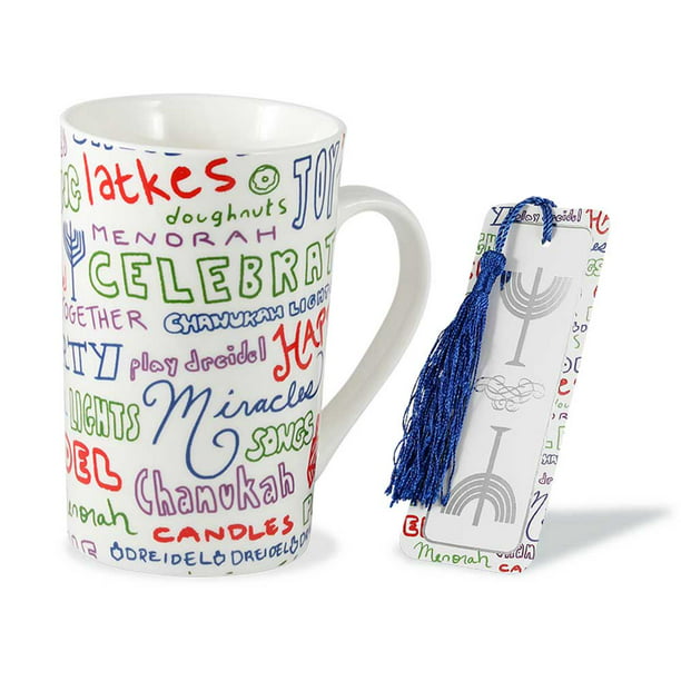 Chanukah Ceramic Mug and Bookmark Gift Set