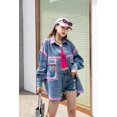 thumbnail image 5 of European Station 2026 Fall New Fashion Cartoon Embroidery Shirt For Women, Long And Loose Fit, Versatile Denim Jacket, 5 of 6
