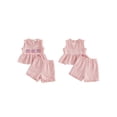 thumbnail image 2 of Loicainy Baby Toddler Girl 4th of July Clothes 6 12 18 24 Months 2T 3T 4T Flag Embroidery Plaid Frills Sleeveless Tank Tops Elastic Waist Shorts 2Pcs Summer Outfits Set, 2 of 9