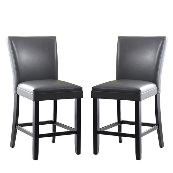 JESONVID Set of 4 Counter Height Bar Stools, 40"H Solid Wood Counter Stools Barstools Chairs with Upholstered Back for Bar Kitchen Restaurant, Grey ZBY1331GY