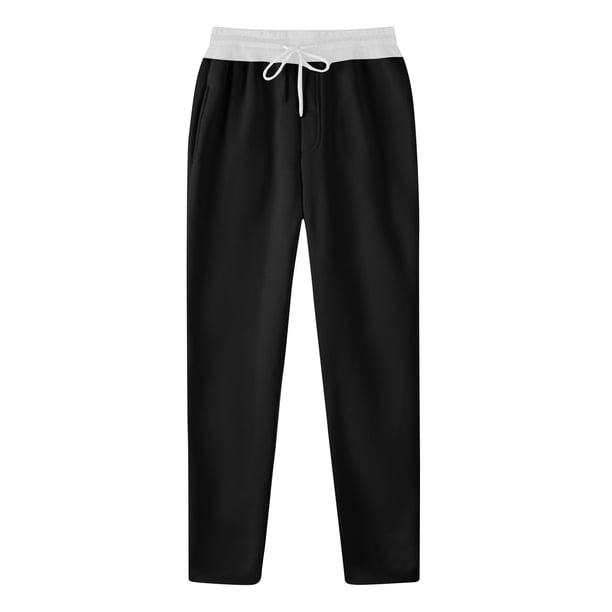 Pantalones largos de moda para hombre con cordón, cintura elástica, color sólido, pantalones casuales largos de chándal, pantalones para hombre