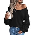thumbnail image 3 of Tops de manga larga con cuello en V para mujer, Tops de manga larga con cuello en V para mujer Tops de manga larga para mujer Tops de mujer de alta capacidad, 3 of 6