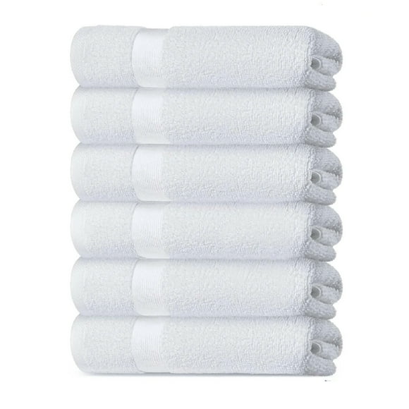 Canadian Linen Deluxe White Hand Towel 6 Pack 16”x30” Soft Absorbent 550 GSM Cotton Hand Towels for Bathroom Pool Home Gym Spa Salon Yoga Sports Towel Fade Resistant Lightweight Body Towels Hair Towel
