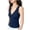 Navy, variant on Button Front V‑Neck Sleeveless Top Slim Fit Ribbed Knit High Stretch Breathable Fabric Tight Fitting Stylish Pullover For Spring Summer Work Weekend And Evening Wear Versatile V‑Neck Top