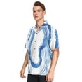 thumbnail image 2 of Waves Blue White Line Men's Hawaiian Wrinkle Free Button Down Short Sleeve Shirt Casual Shirts Beach Shirts, 2 of 8