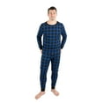 thumbnail image 3 of Leveret Mens Two Piece Cotton Pajamas Black & Navy Plaid L, 3 of 3