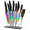 Rainbow Blade/Black Handle, variant on Marco Almond MA21 14-Piece Knife Set with Block Golden Kitchen Knife Block Set Stainless Steel