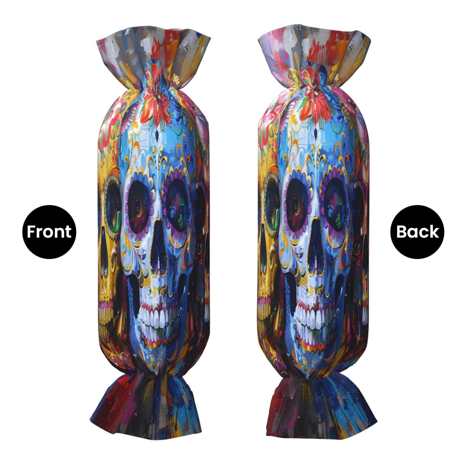 Candy Throw Pillow Travel Cervical Pillow Cylindrical Neck Body Cushion With Insert For Bed Couch Home Decor 9.8x24.4in Festive Sugar Skulls (2)