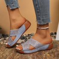 thumbnail image 2 of HNMKIU Beach Sandals Fashion Open Toe Slides with Rhinestone Summer Casual Platform Style for Indoor Outdoor Comfort Lightweight Womens Beach Shoes Sky Blue,8.5, 2 of 9