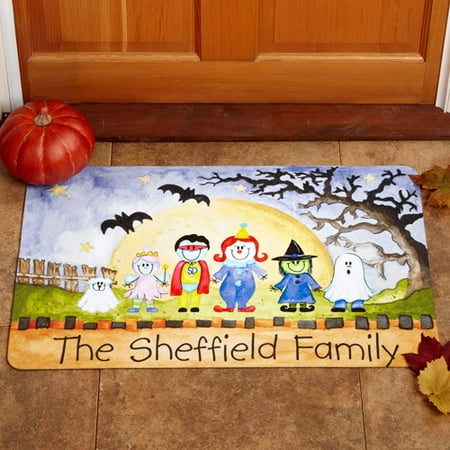 Personalized Halloween Family in Costumes Doormat