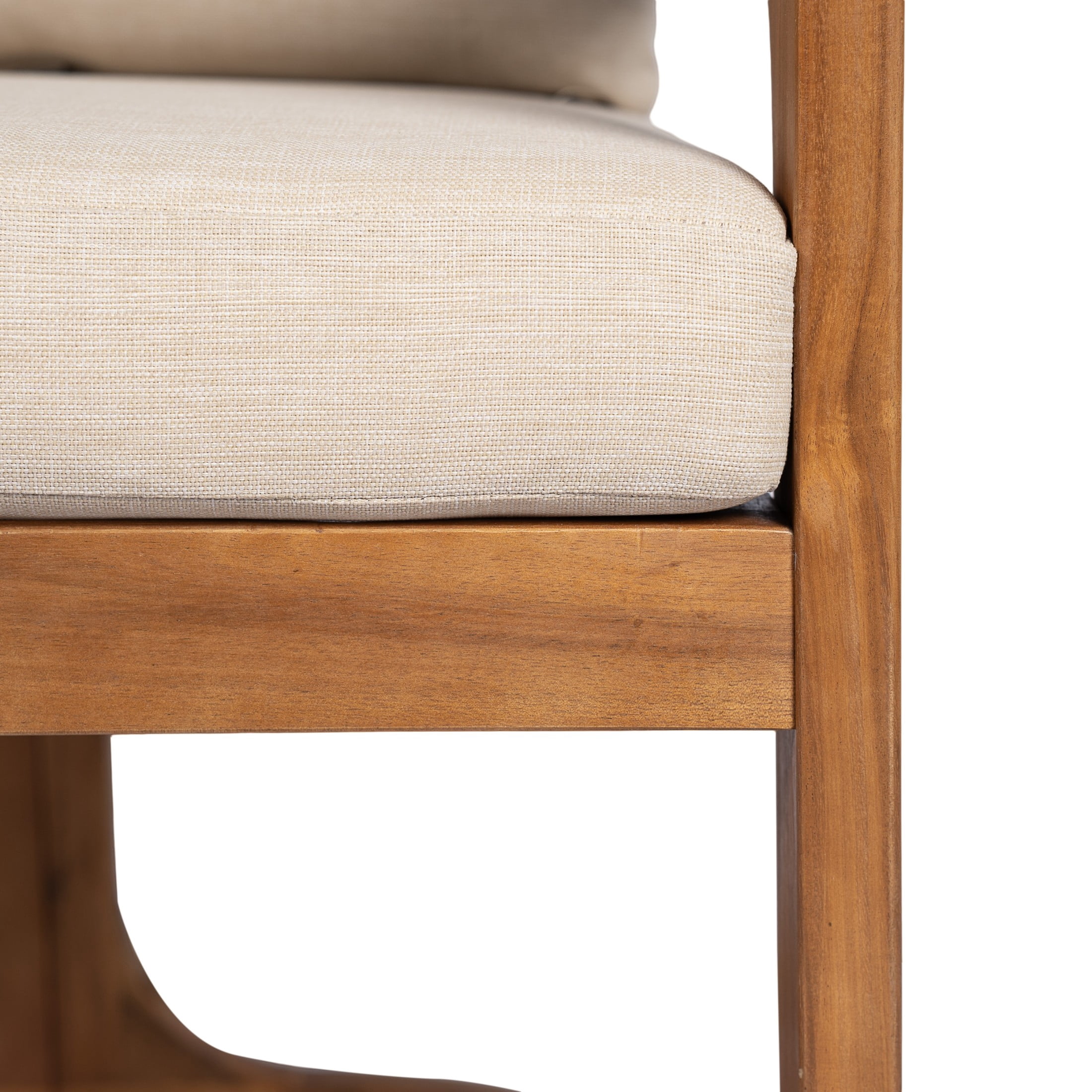 Christopher Knight Home Wooden U-Shaped Outdoor Dining Chair with Beige Cushion, Teak, Set of 2